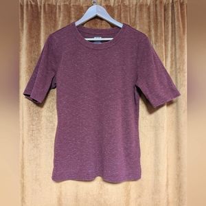 Duluth Trading Co Thick Cotton Blend Elbow Sleeve Crewneck Top Size Large